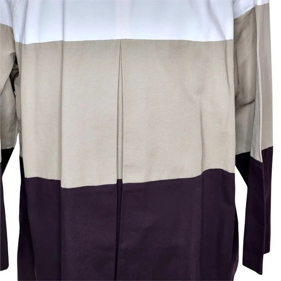 MAGGIE BARNES Womens Plus Fall Colorblock Cotton Canvas Jacket Size 1X Brown - Picture 4 of 12